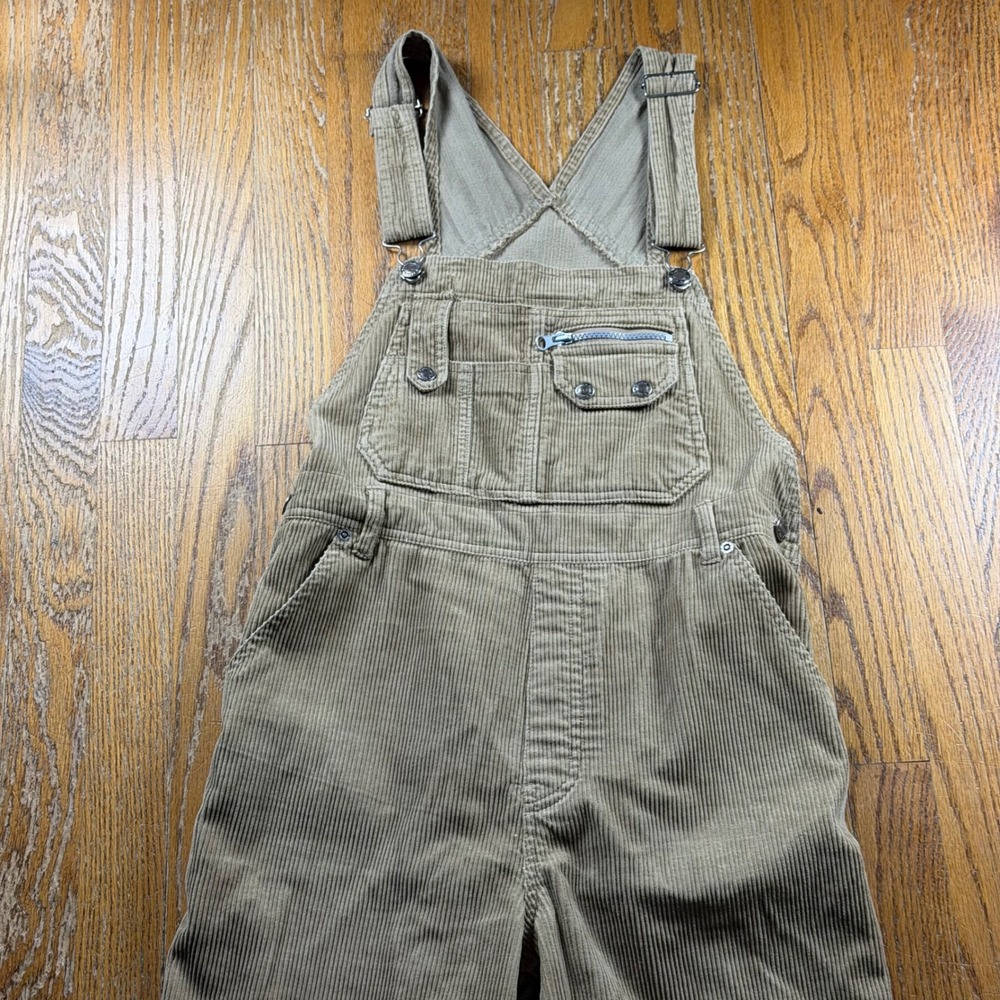 Canyon River Blues Tan Corduroy Overalls Womens Medium Khaki Cotton Straight Leg
